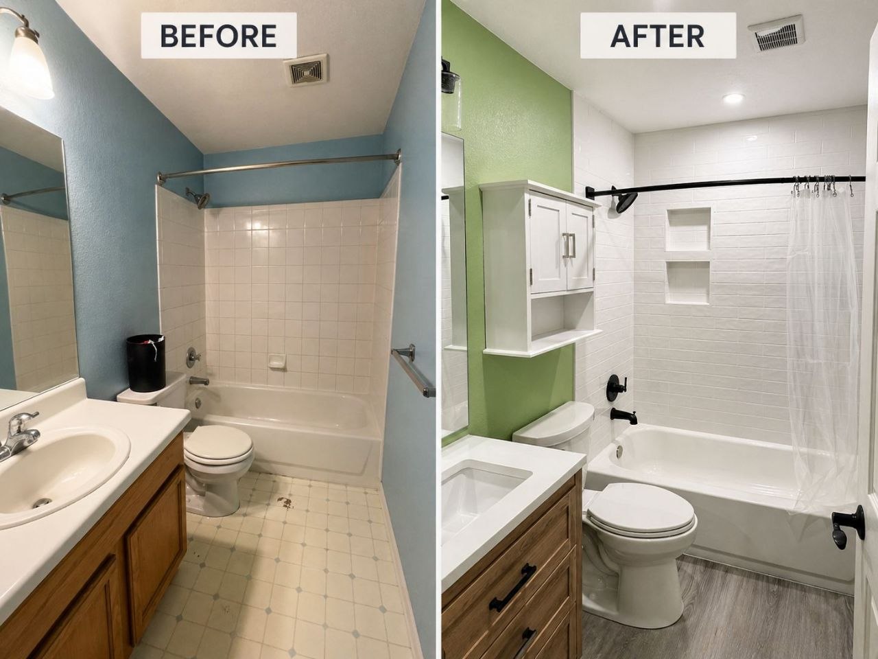 Updated safer bathroom β before and after