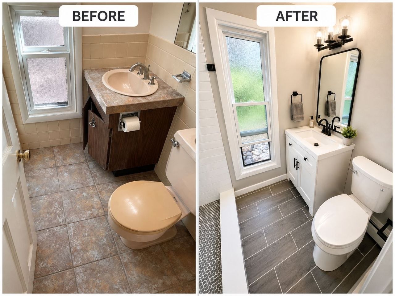 Accessible bathroom remodel β before and after
